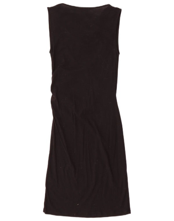Cos vestido feminino sem mangas com bainha UK 6 XS algodão preto
