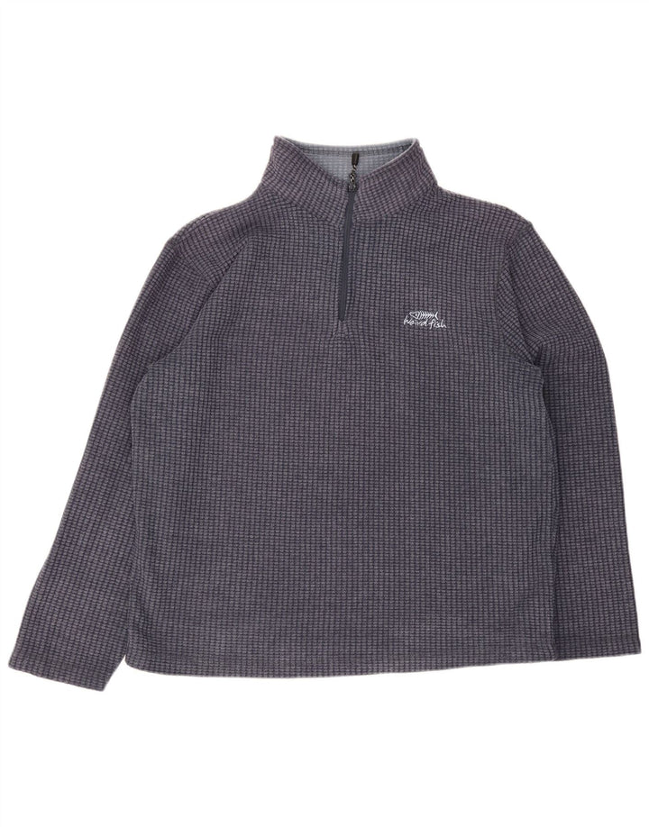 Weird Fish Mens Zip Neck Fleece Jumper Grande Poliéster Azul Marinho