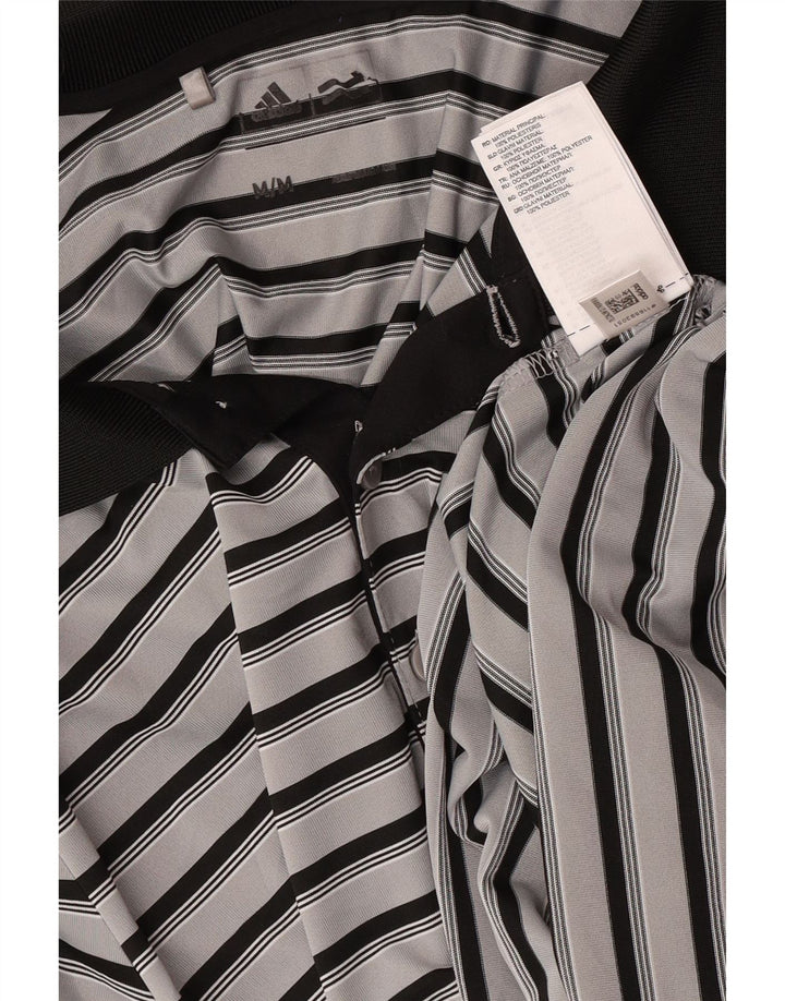 Adidas Mens Rugby Polo Shirt Médio Cinza Listrado Poliéster
