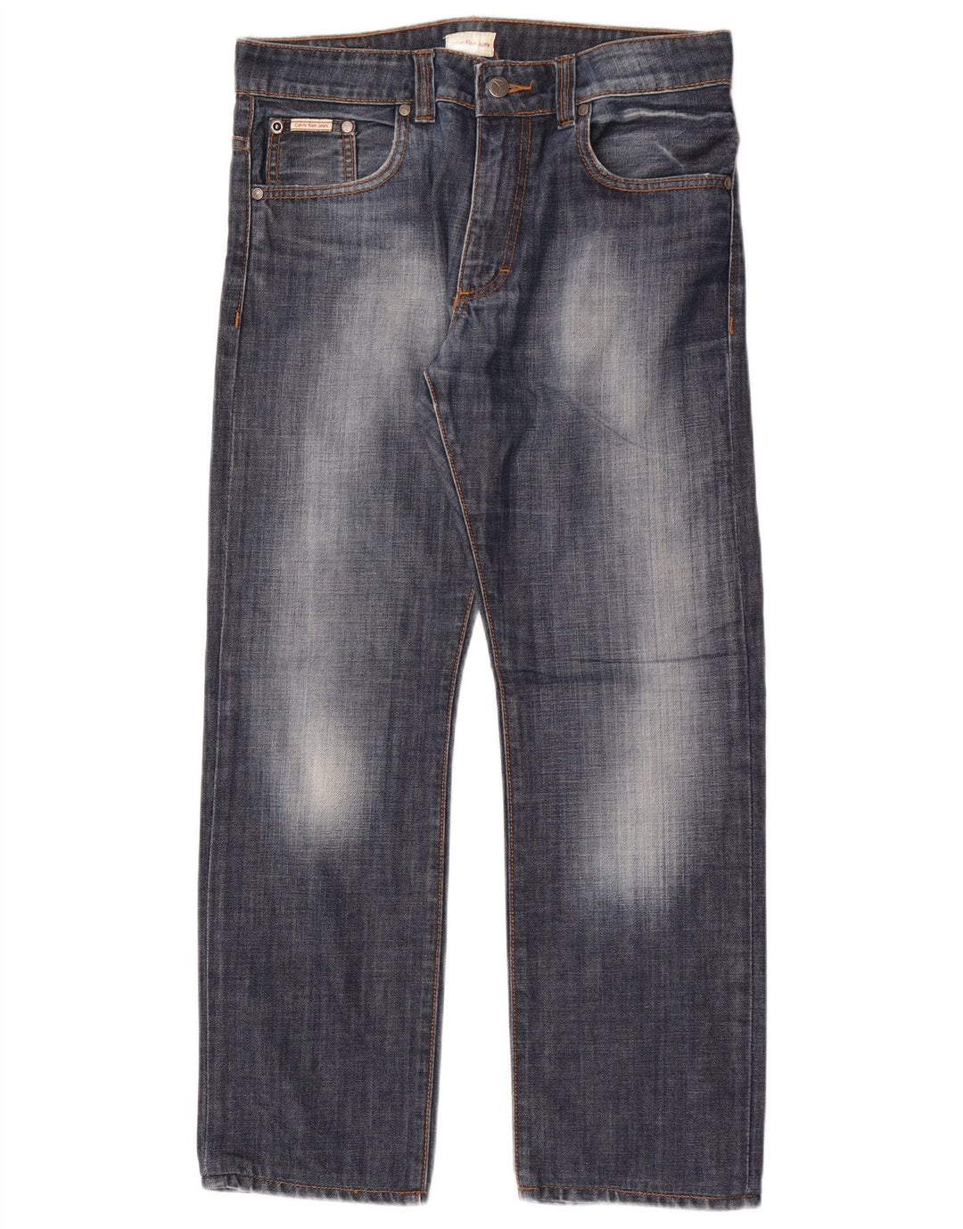 Calça jeans reta feminina Calvin Klein W30 L29 algodão azul