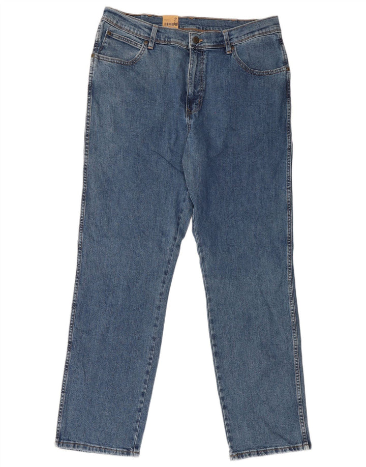 Wrangler Masculino Regular Straight Jeans W38 L32 Azul Algodão