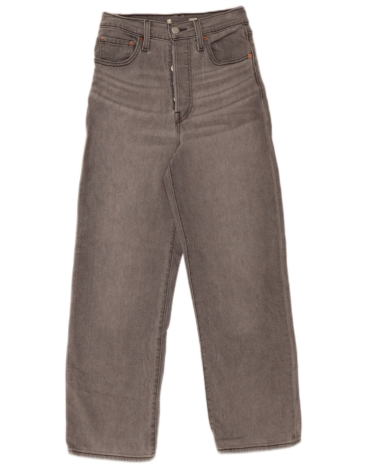 Calça jeans feminina de cintura alta com perna larga LEVI'S W24 L27 cinza