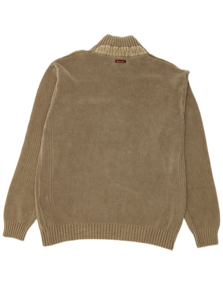 MARLBORO CLASSICS Suéter masculino com gola redonda e algodão cáqui XL