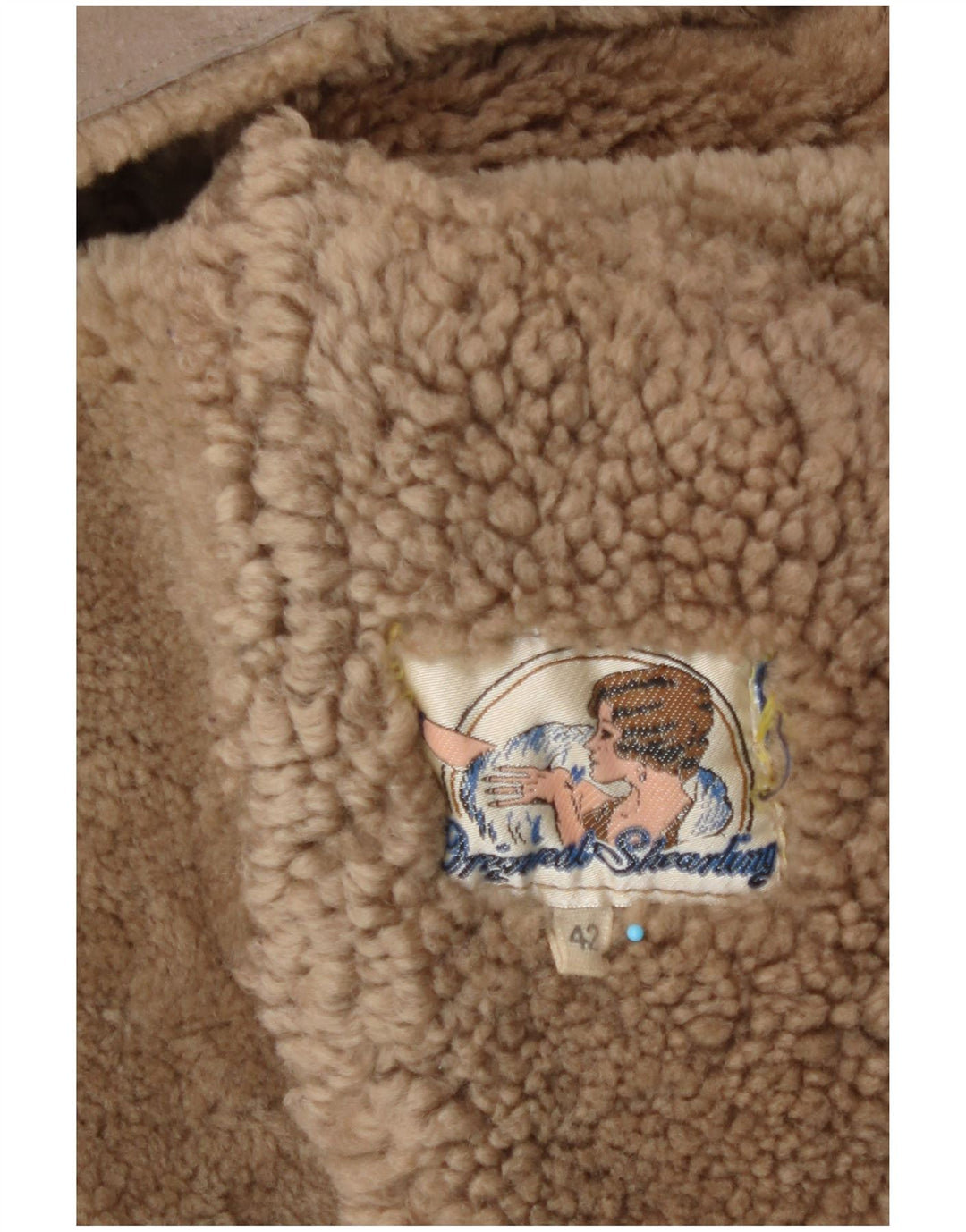 Casaco feminino vintage de shearling IT 42 Shearling bege médio
