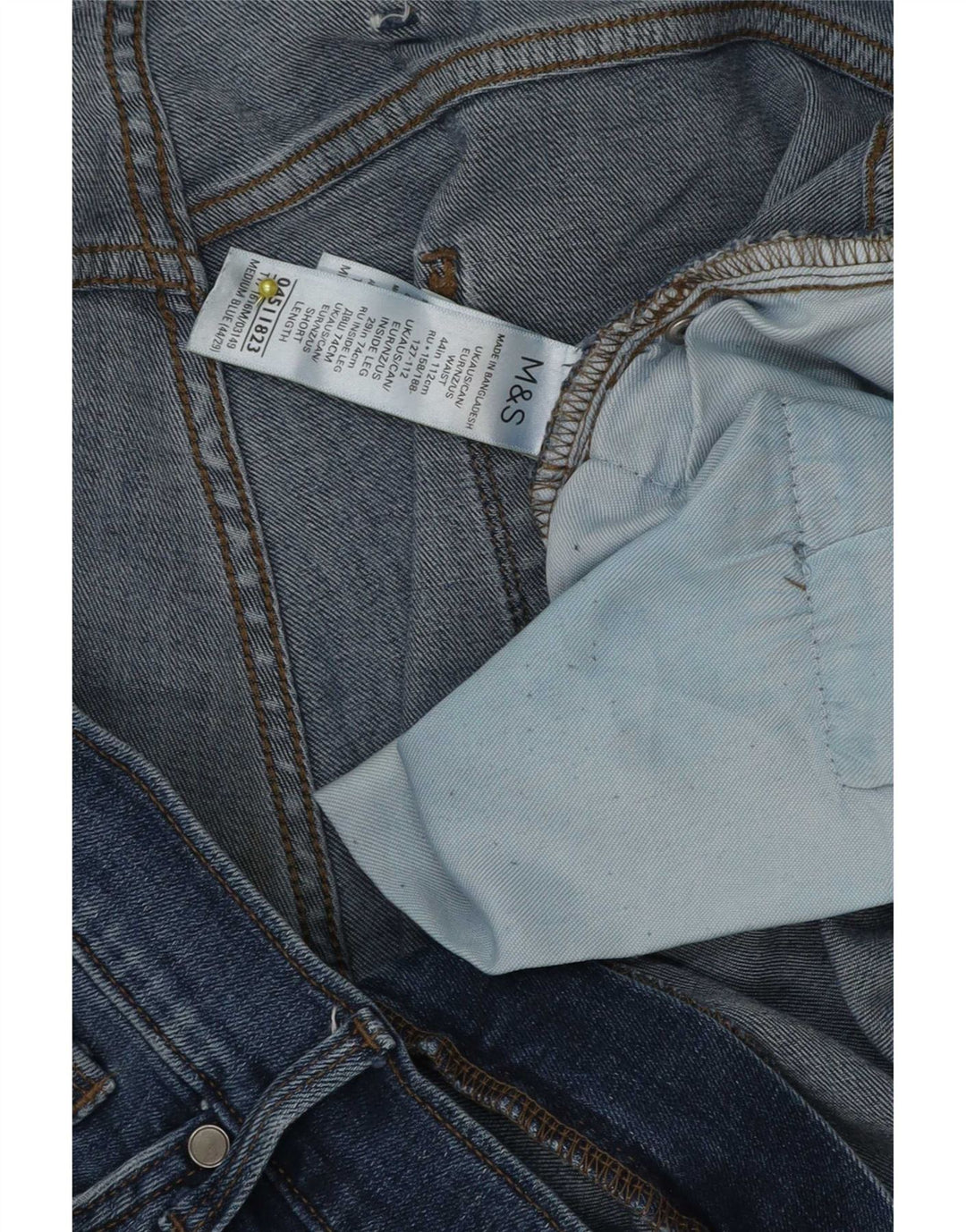 Jeans retos masculinos Marks & Spencer W44 L29 algodão azul