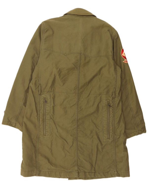 Sobretudo militar masculino Replay UK 40 grande exército de algodão verde