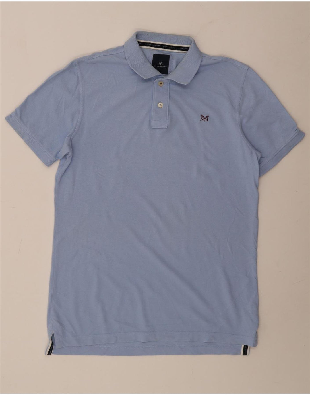 CREW CLOTHING Camisa polo masculina de algodão azul médio