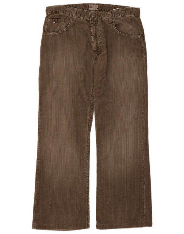 Calça masculina Tommy Hilfiger Bootcut veludo cotelê W33 L28 algodão marrom