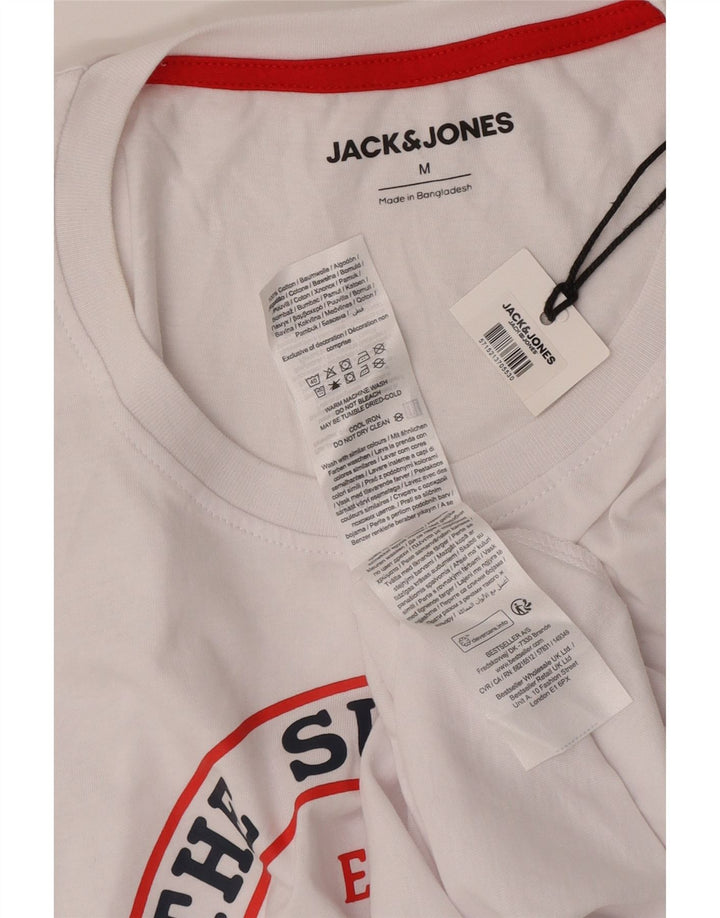 Camiseta gráfica masculina Jack & Jones Top médio algodão branco