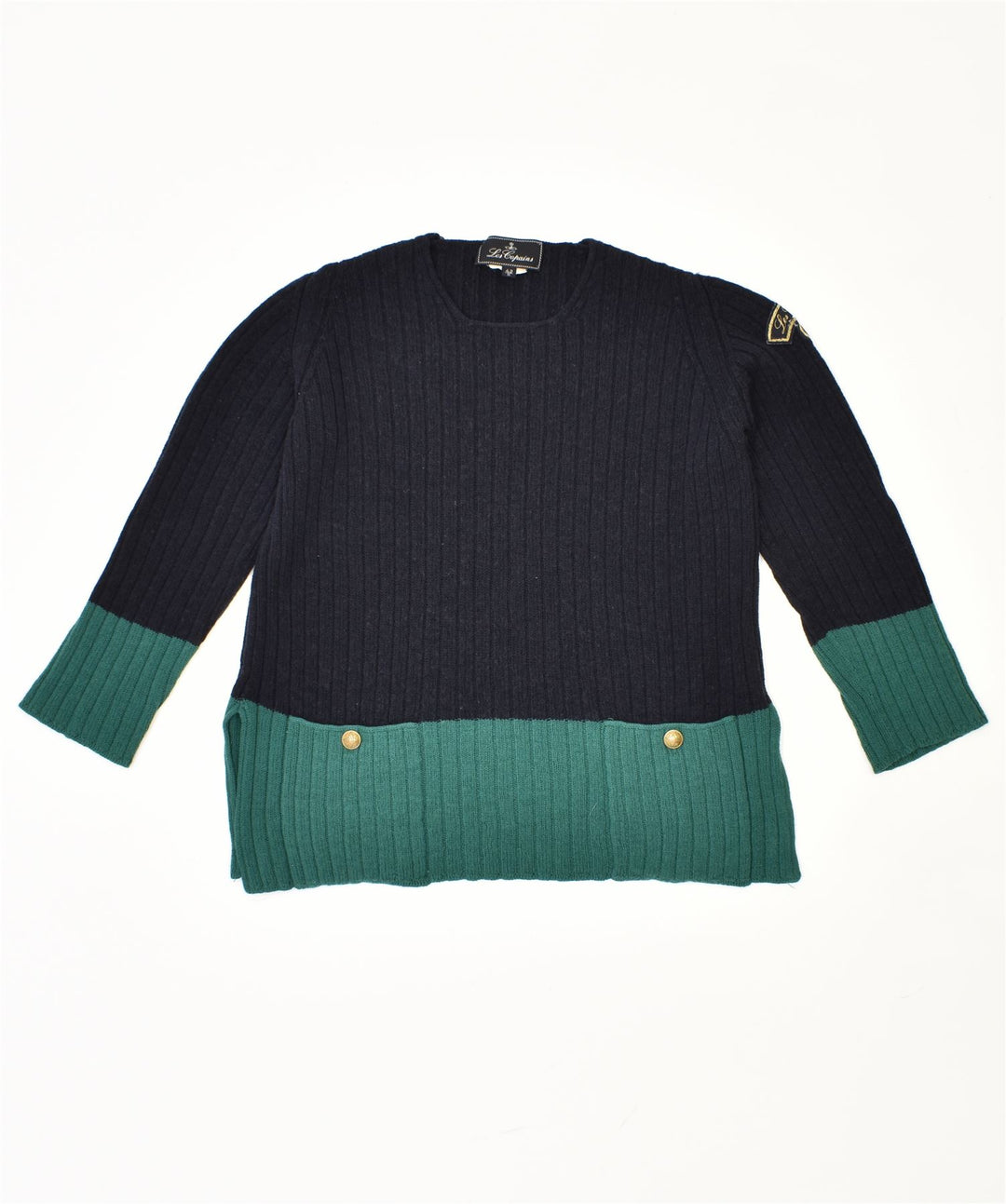 Suéter feminino LES COPAINS com gola redonda IT 42 médio azul marinho vintage