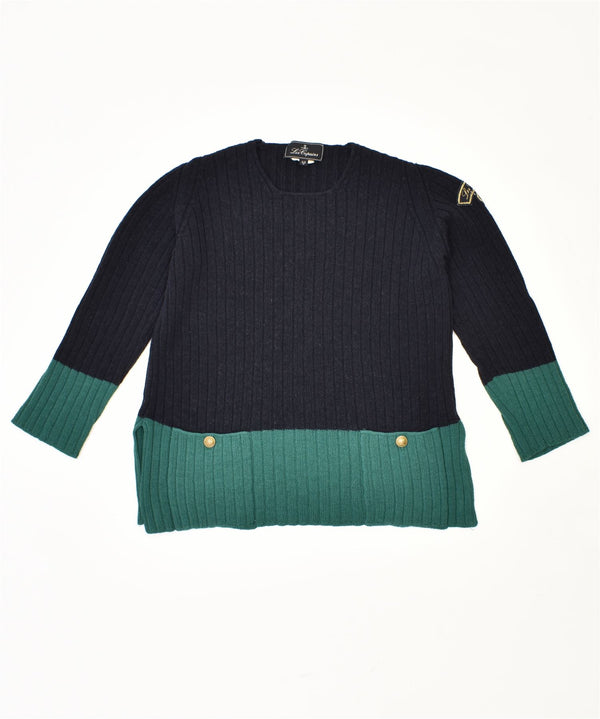 Suéter feminino LES COPAINS com gola redonda IT 42 médio azul marinho vintage