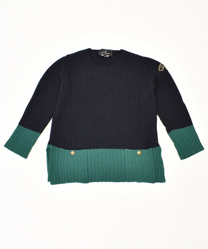 Suéter feminino LES COPAINS com gola redonda IT 42 médio azul marinho vintage