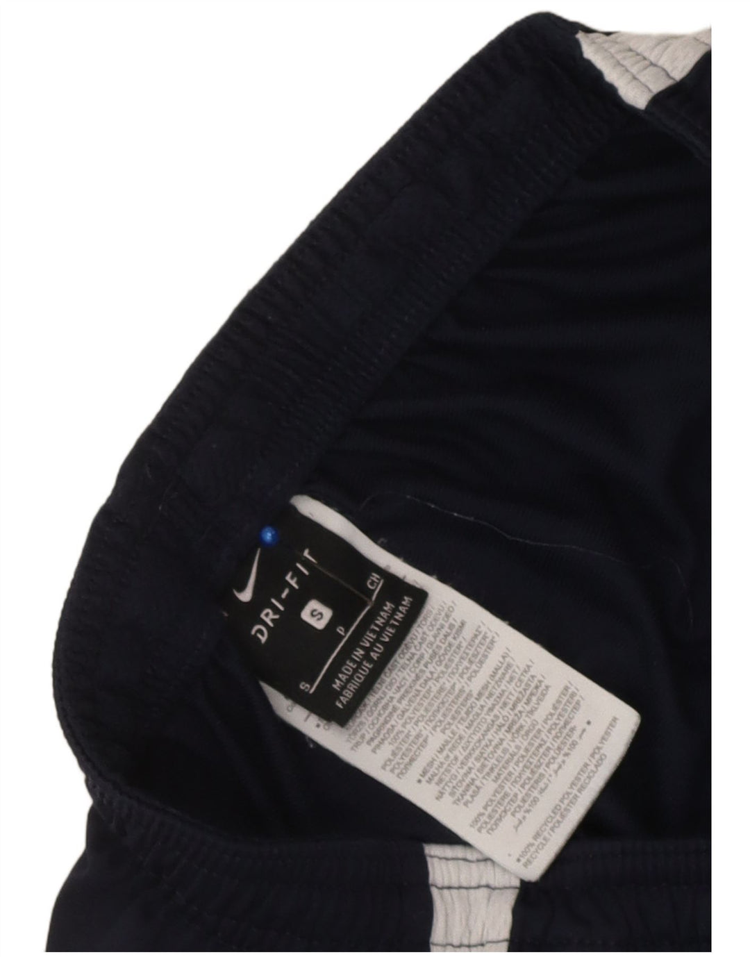 Calça de treino masculina Nike Dri Fit pequena azul marinho colorblock poliéster