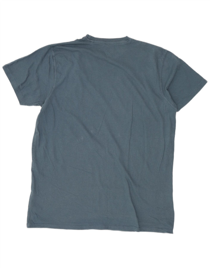 Camiseta gráfica masculina Weird Fish Top algodão azul médio