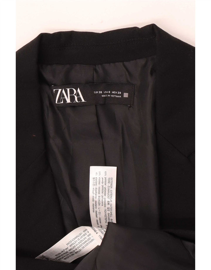 Jaqueta blazer feminina de 1 botão Zara UE 38 poliéster preto pequeno