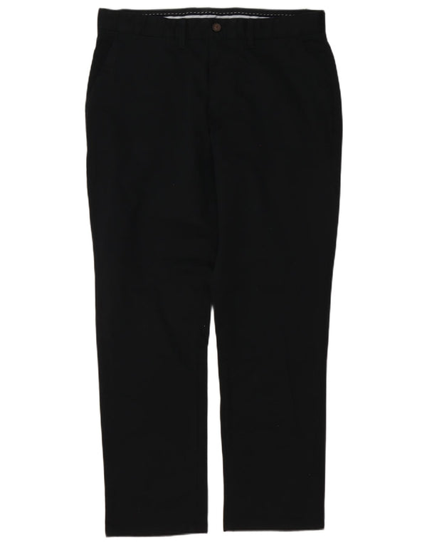 Calças Chino retas masculinas Crew Clothing W34 L30 algodão preto