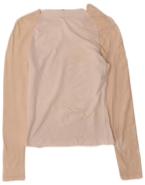 Calvin Klein Jeans Feminino Top Gráfico Manga Longa Reino Unido 6 XS Branco Colorblock