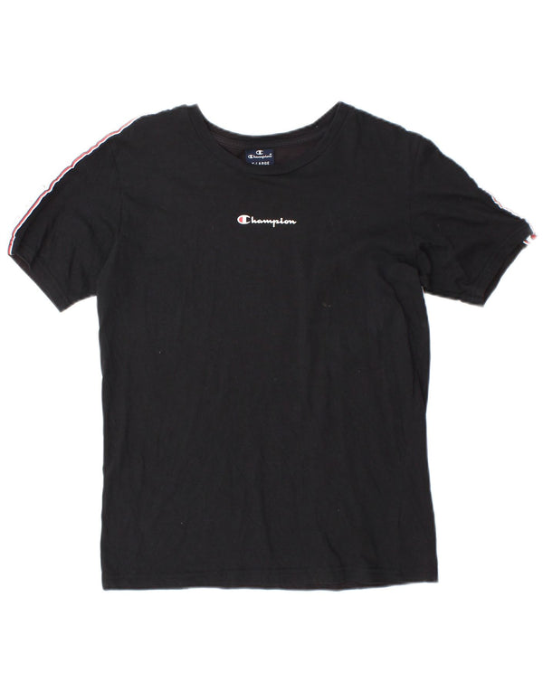 Champion Boys Graphic T-Shirt Top 13-14 Years XL Black Colourblock Cotton