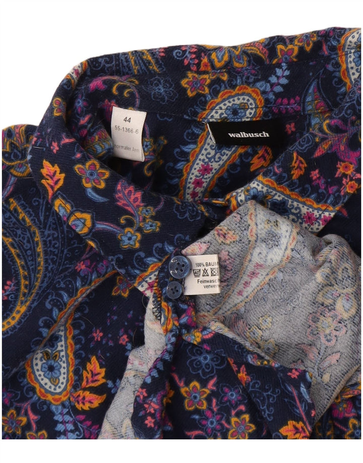 Blusa feminina grande Walbusch IT 44 médio azul marinho Paisley