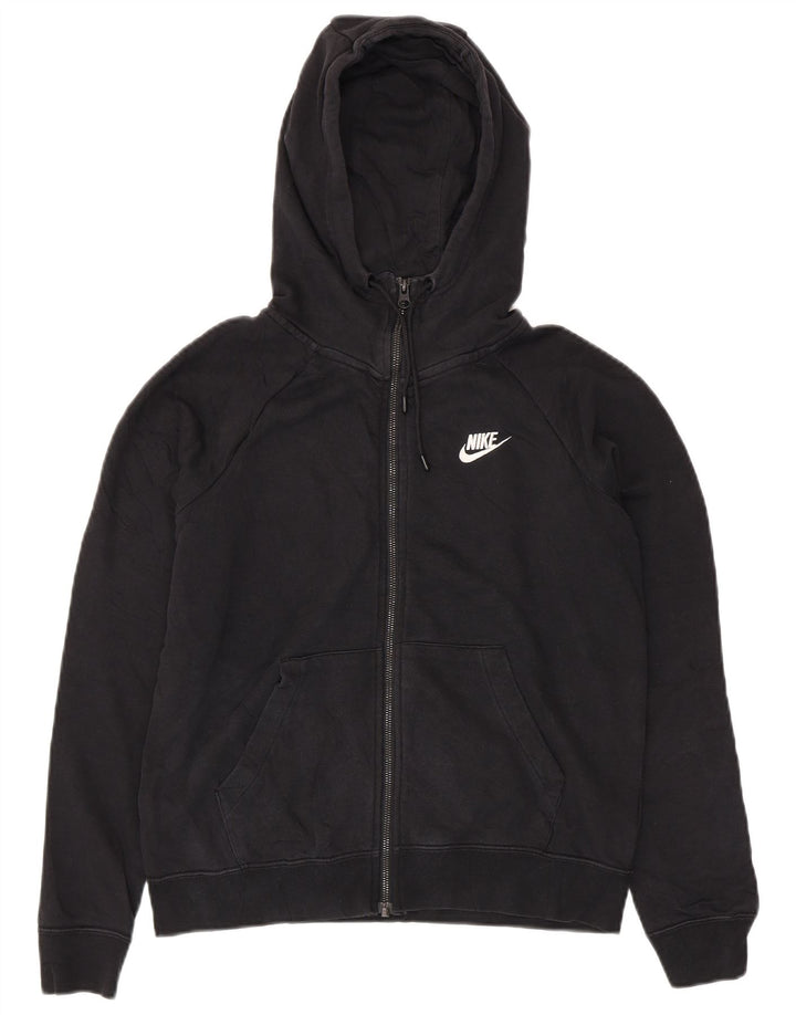 Suéter feminino Nike com capuz e zíper grande UK 10 pequeno algodão preto