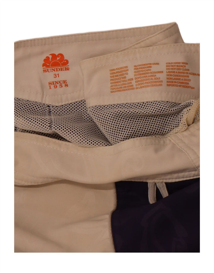 Shorts de natação masculino SUNDEK gráfico médio azul marinho poliéster floral