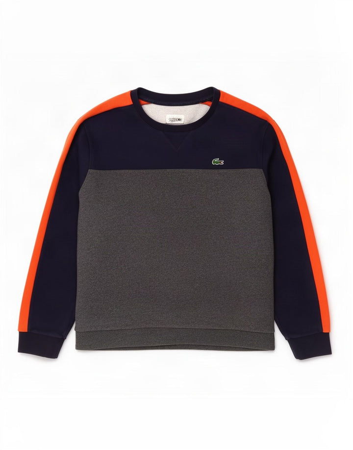 Moletom masculino Lacoste tamanho 8 3XL cinza colorblock algodão