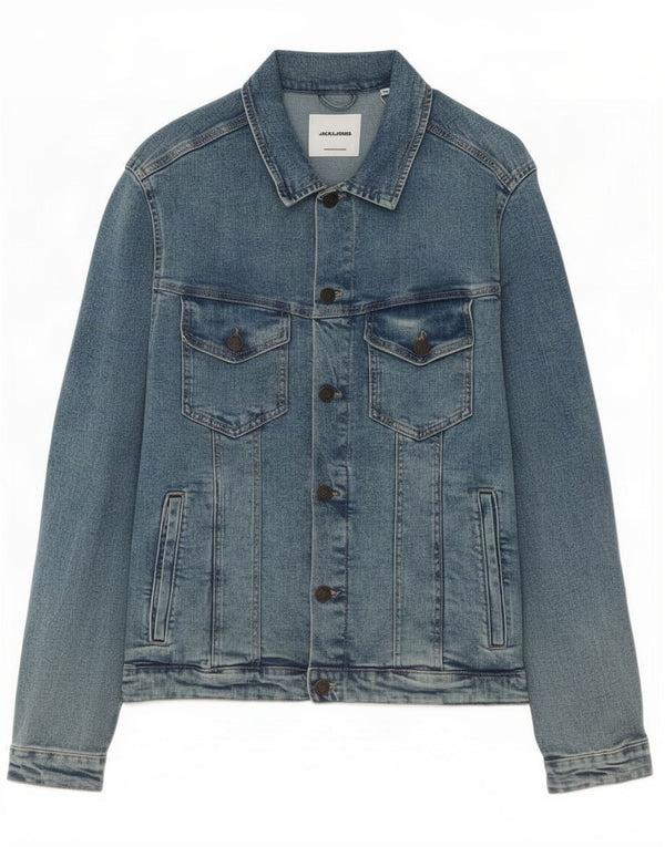 Jaqueta jeans masculina Jack & Jones UK 42 XL algodão azul