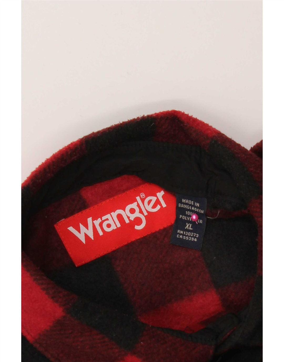 Camisa masculina de flanela Wrangler XL poliéster xadrez vermelho