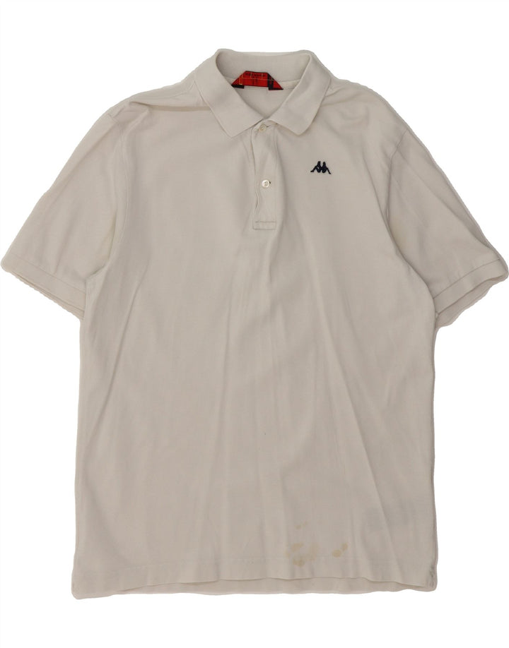 KAPPA Mens Polo Shirt Medium White Cotton Vintage Kappa and Second-Hand Kappa from Messina Hembry 
