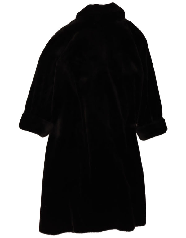Sobretudo feminino vintage de pele sintética grande Reino Unido 14/16 grande preto modal