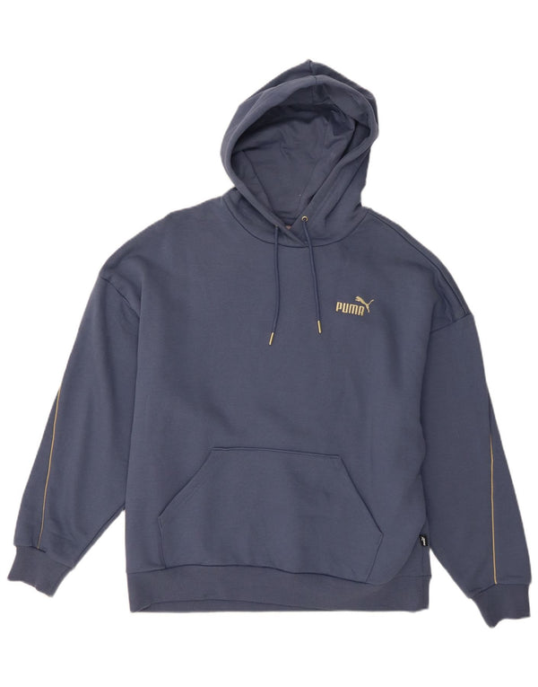 Puma feminino moletom com capuz UK 16 grande algodão azul