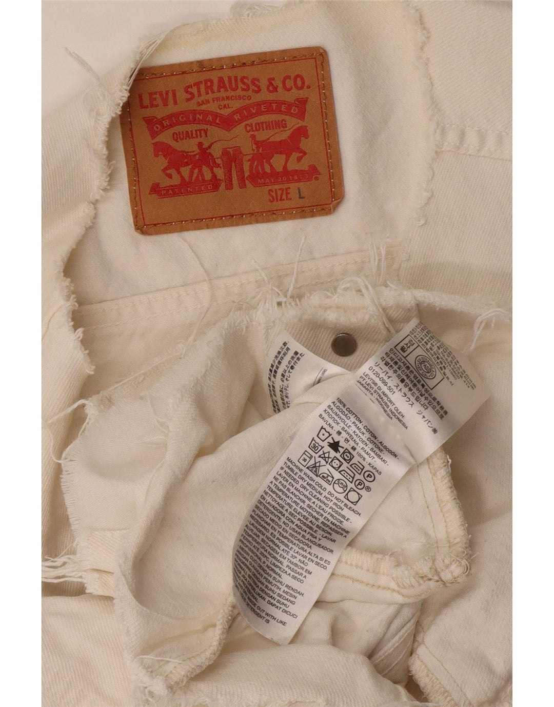 LEVI'S Womens Crop Denim Gilet UK 16 Grande Algodão Branco