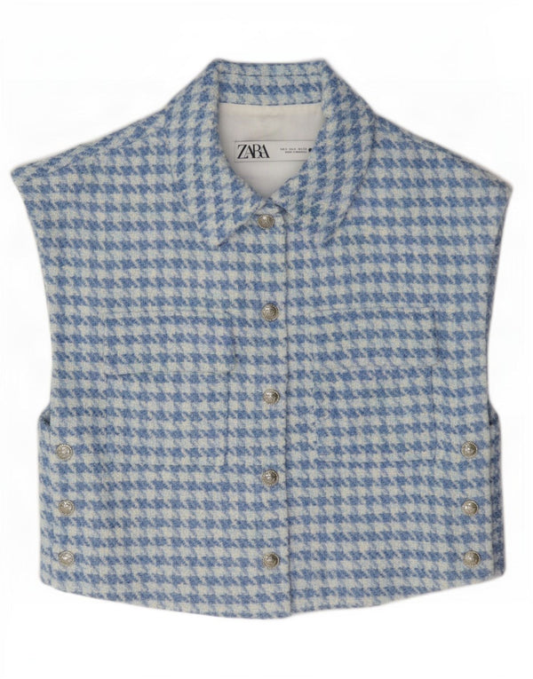 Colete feminino Zara UK 10 pequeno azul houndstooth