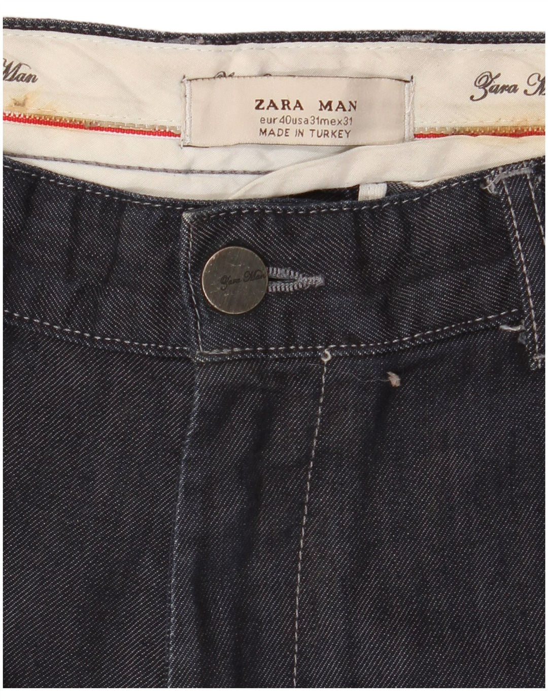 Zara Mens Straight Jeans EU 40 Médio W31 L34 Azul Marinho