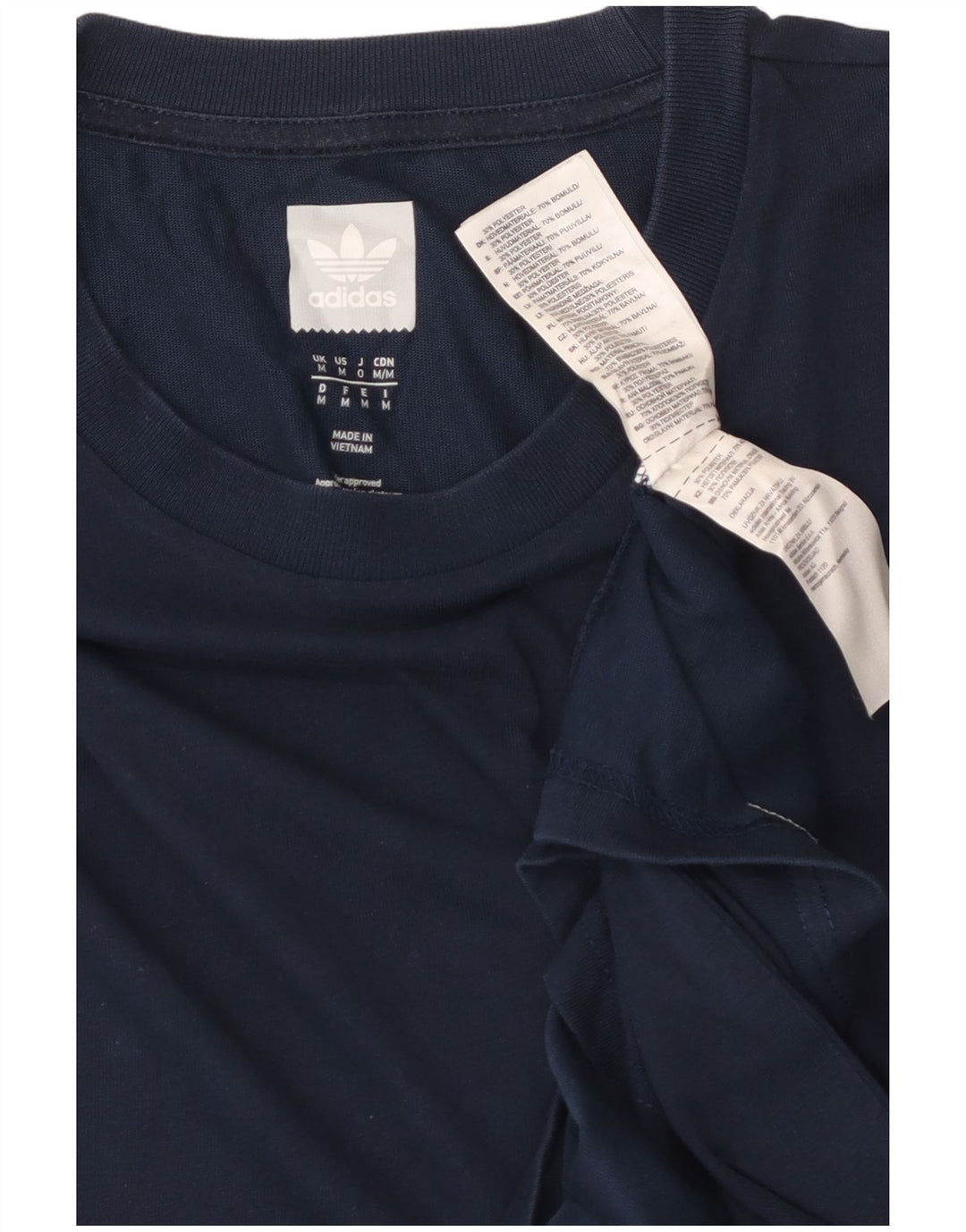 Adidas Mens Camiseta Top Médio Algodão Azul Marinho