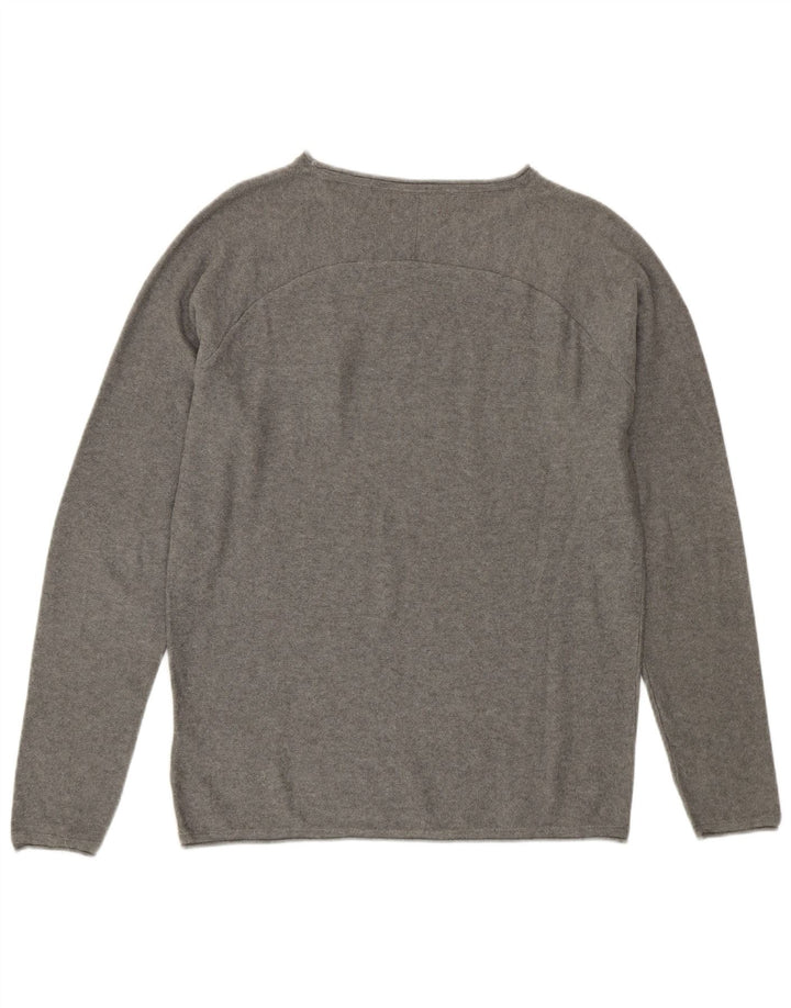 JACK & JONES Suéter masculino com gola canoa e algodão cinza médio