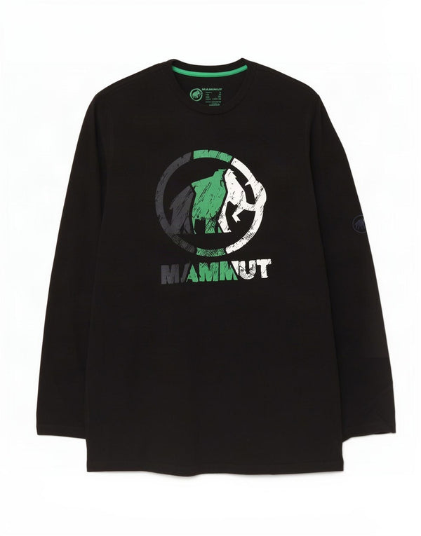 Camiseta masculina gráfica Mammut manga comprida XL algodão preto