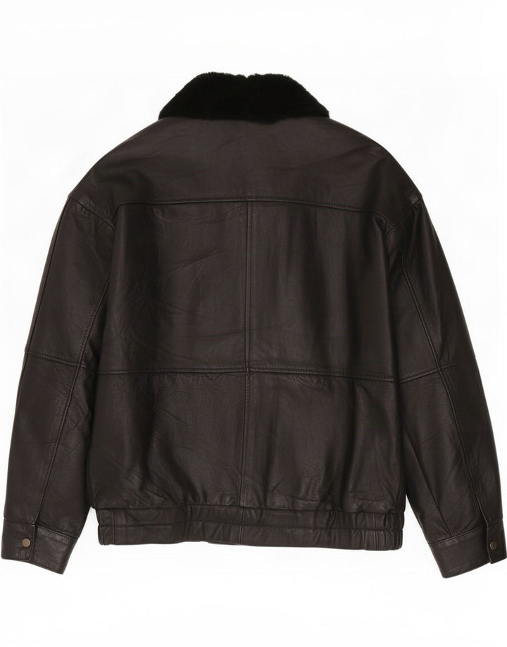 Jaqueta de couro masculina vintage IT 52 XL preta