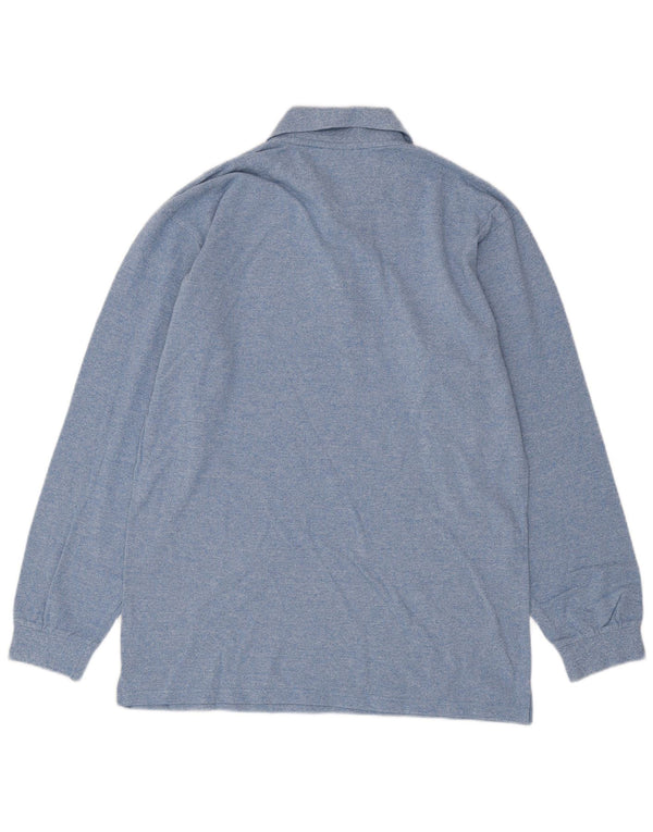 Camisa polo masculina de manga comprida Champion grande algodão manchado azul