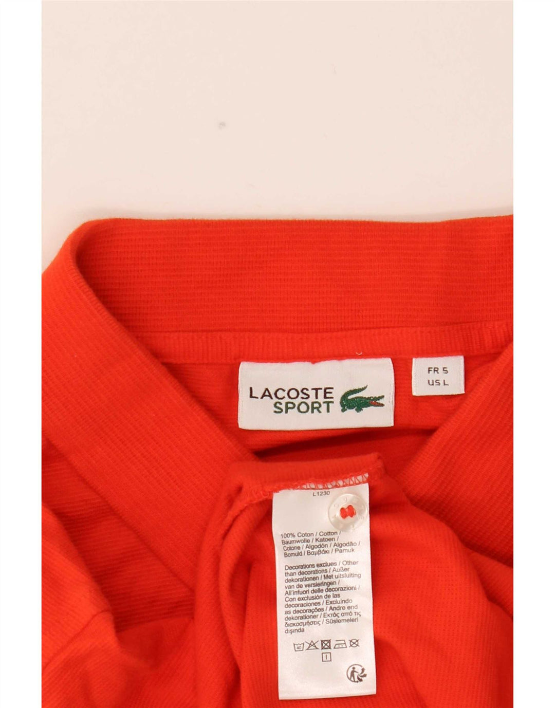 Camisa polo masculina Lacoste tamanho 5 grande algodão laranja