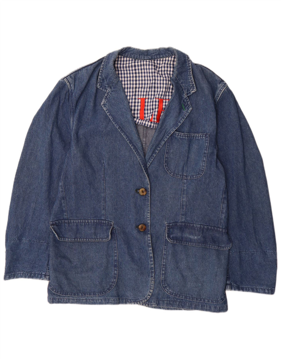 Jaqueta blazer jeans feminina Valentino com ajuste solto e 2 botões IT 42 azul médio