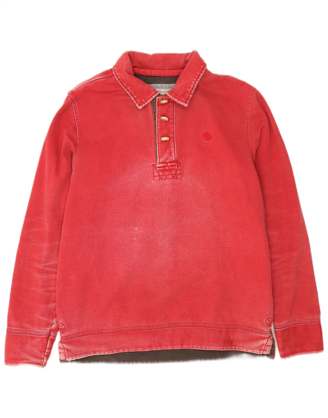 Fat Face Mens Polo Neck Moletom Jumper Médio Algodão Vermelho