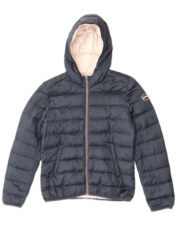 Jaqueta acolchoada com capuz feminino Colmar IT 44 poliéster azul marinho médio