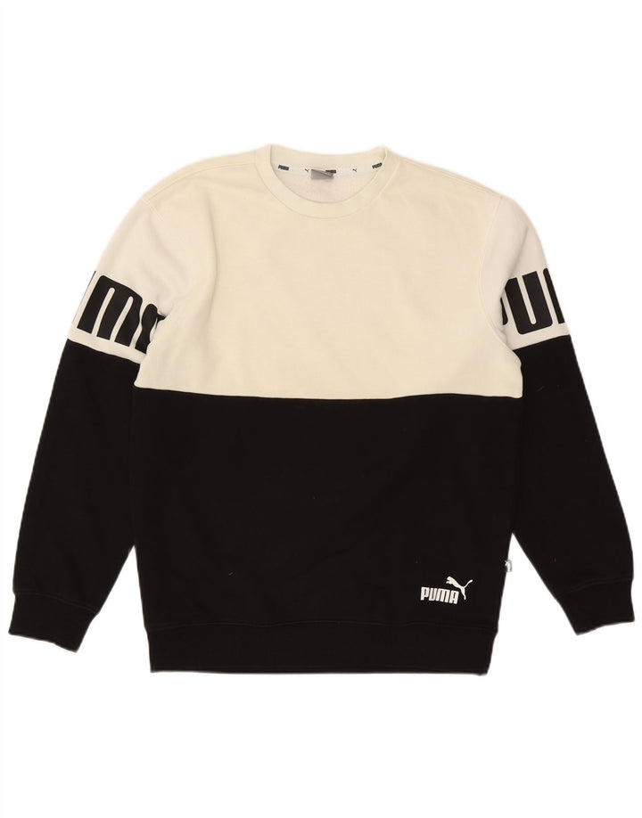 Puma masculino gráfico moletom jumper pequeno preto colorblock algodão