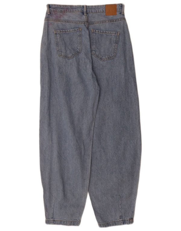 Zara Jeans feminino balão cintura alta EU 34 2XS W24 L29 azul algodão