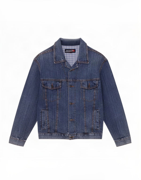 Jaqueta jeans masculina vintage UK 38 azul médio