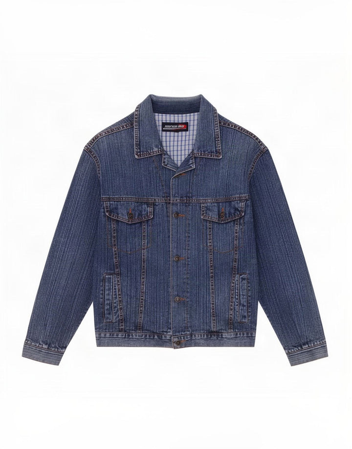 Jaqueta jeans masculina vintage UK 38 azul médio