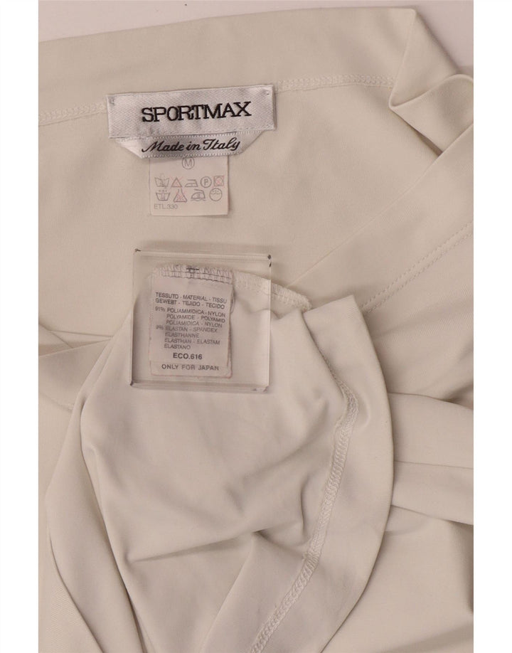 Sportmax Crop Top Feminino Manga Longa UK 12 Médio Off White Poliamida