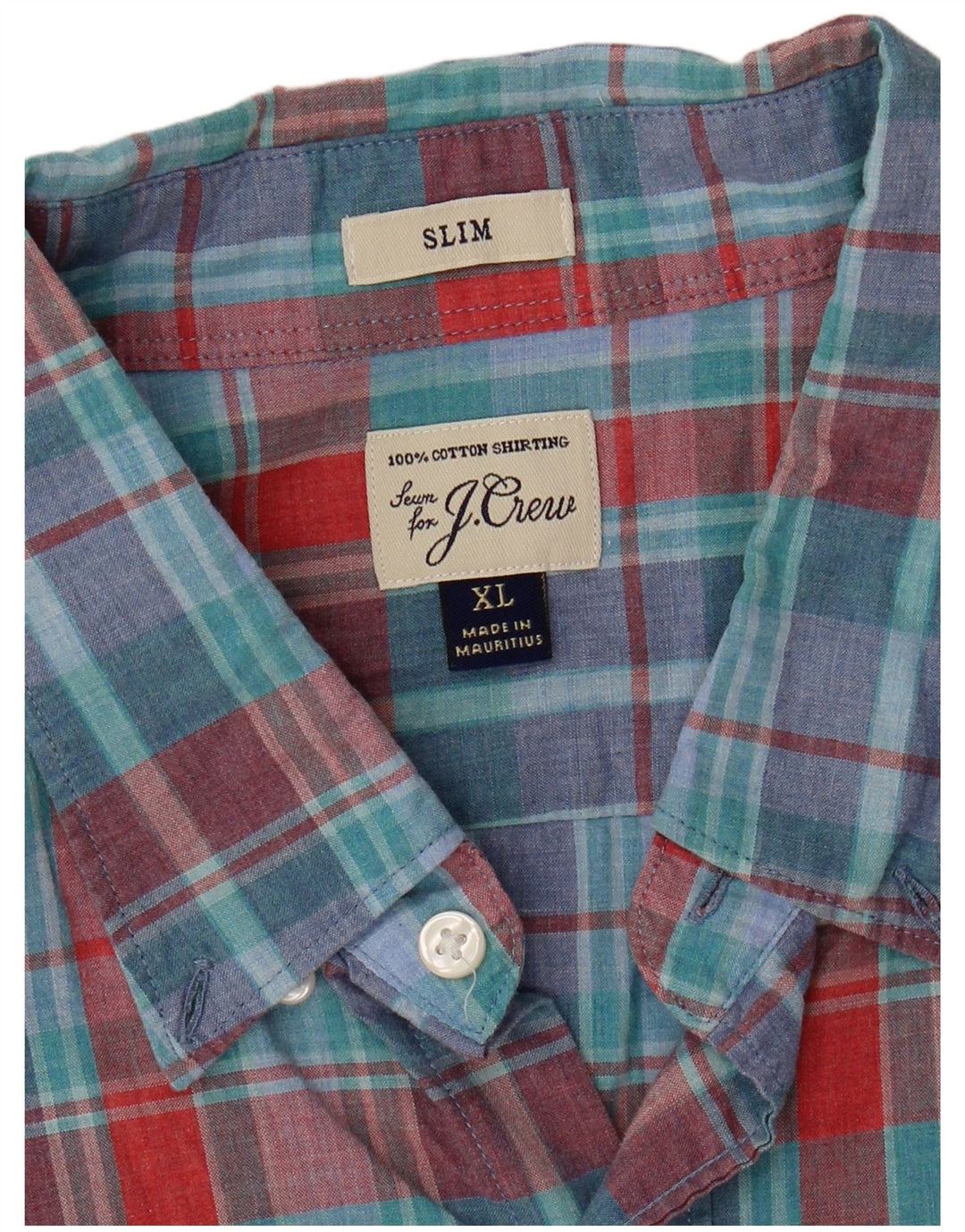 Camisa Slim Masculina J. Crew XL Azul Xadrez Algodão