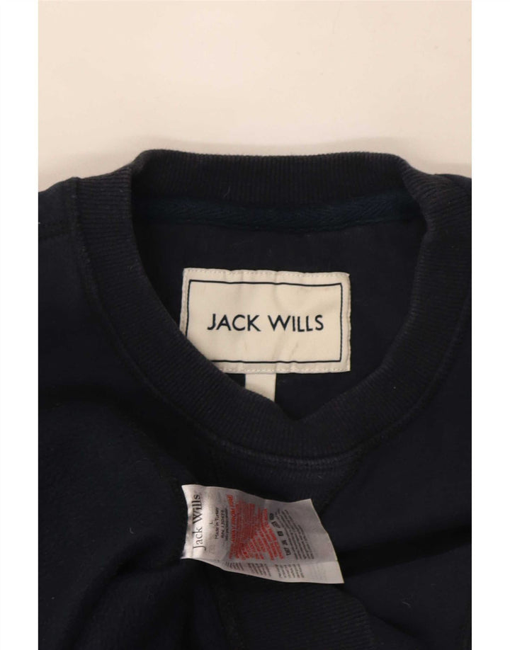 Jack Wills moletom gráfico masculino jumper grande algodão azul marinho